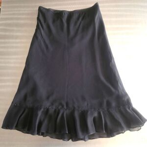 Y2K Black Ruffle Midi Skirt Low Rise Coquette 2000s Going Out Skirt Medium